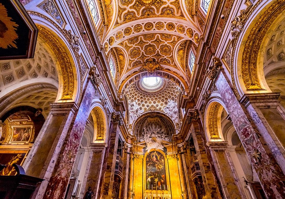 Tall Arches Nave Saint Louis of French Basilica Church-Rome-Italy